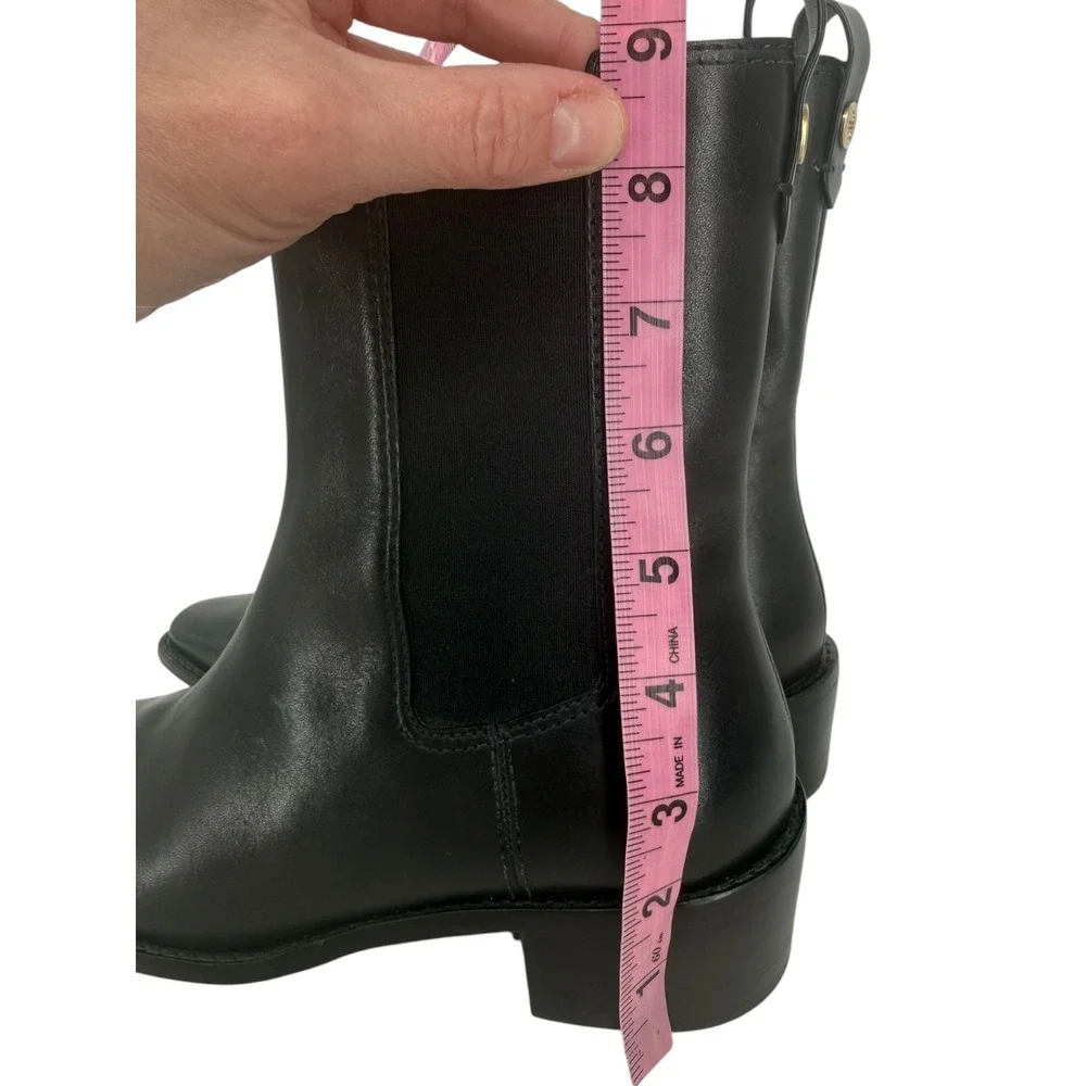 Tory Burch‎ Womens Black Leather Square Toe Chelsea Ankle Boots 143257 Size 6.5M